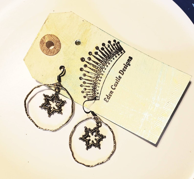 Star of David hoop earrings Jewish earrings bat mitzvah jewelry gift Judaica gifts image 4