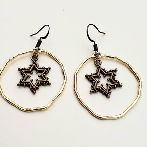 Star of David hoop earrings Jewish earrings bat mitzvah jewelry gift Judaica gifts image 1