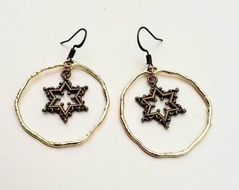 Star of David hoop earrings - Jewish earrings - bat mitzvah jewelry gift- Judaica gifts