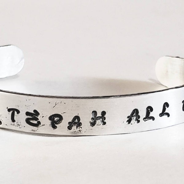 Jewish bracelet - hand stamped aluminum bracelet- yiddish quote- Judaic affirmation bracelet - jewish bangle jewelry bangle