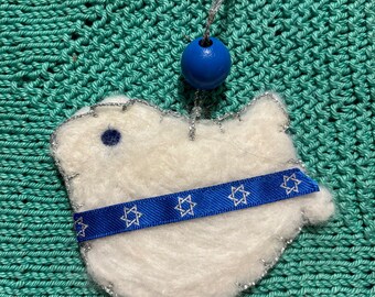 Jewish Israel peace dove ornament - Jewish and Proud - hanukkah felt dove with Star of David - Jewish decor - I support Israel ornaments