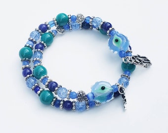 Judaica bracelet - hamsa charm bangle - jewish gods eyes bracelet - jewish bracelet - Hanukkah jewelry, gods eye bracelets