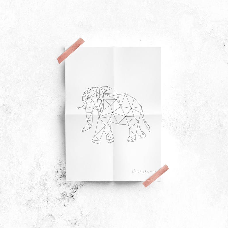 Elephant Art Print Geometric Elephant Elephant Prints Etsy