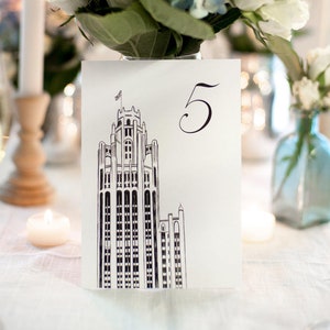 Chicago Icons Wedding Table Numbers Chicago Wedding Theme Chicago Landmarks, Set of 10, 15, 20, 25, or 30 image 1