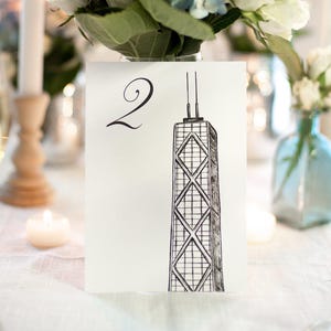 Chicago Icons Wedding Table Numbers Chicago Wedding Theme Chicago Landmarks, Set of 10, 15, 20, 25, or 30 image 6