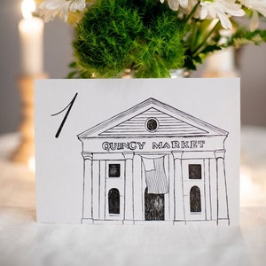 Boston, Massachusetts Icons Wedding Table Numbers | Boston Wedding Theme | Boston Landmarks, Set of 10, 15, or 20
