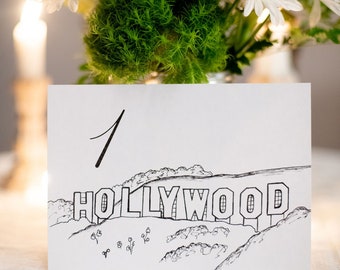 Los Angeles, California Wedding Table Numbers | LA Wedding Theme | Set of 10, 15, or 20