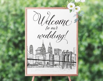 NYC Wedding Welcome Sign PRINTABLE FILES | 18x24 and 24x36 | Instant Download