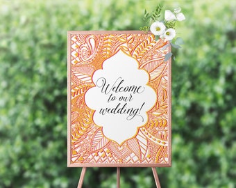 Indian Henna Wedding Welcome Sign PRINTABLE FILES | 18x24 or 24x36 | Instant Download