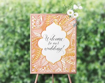 Indian Henna Wedding Welcome Sign PRINTABLE FILES | 18x24 or 24x36 | Instant Download