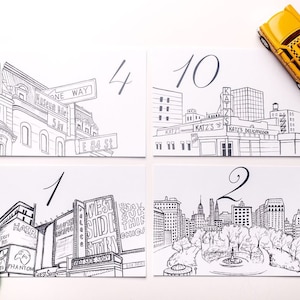 NYC Neighborhood Wedding Table Numbers | New York City Wedding Theme | Set of 10, 15, or 20