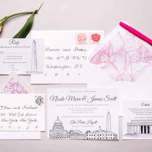 Washington DC Skyline Wedding Invitations Wedding Invitation Suite image 1