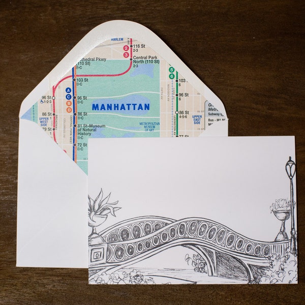 Handmade New York City Card - Central Park Bow Bridge