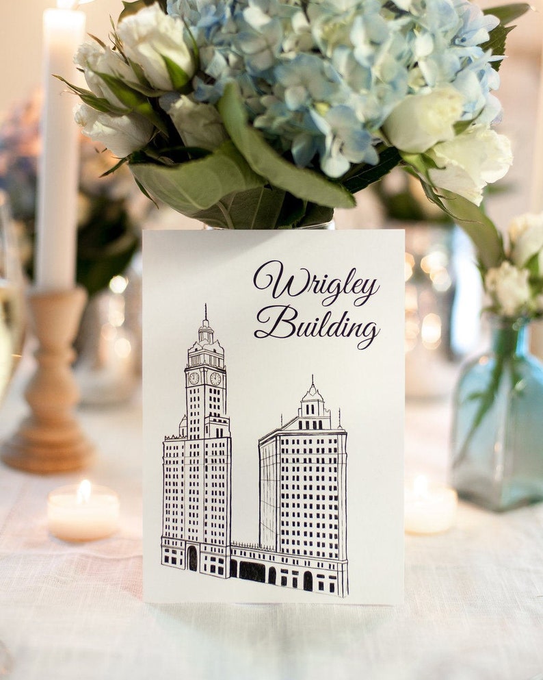 Chicago Icons Wedding Table Numbers Chicago Wedding Theme Chicago Landmarks, Set of 10, 15, 20, 25, or 30 image 4