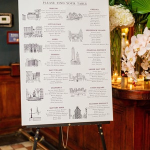 NYC Icons Wedding Seating Chart Poster or Canvas Can be customized to other cities 24x36 image 6