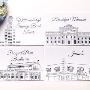 Brooklyn, NYC Icons Wedding Table Numbers | Brooklyn, New York City Wedding Theme | Set of 10, 15, or 20