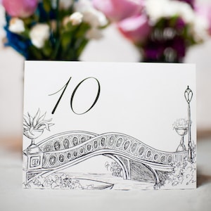 Central Park NYC Bow Bridge Print or Wedding Table Number Card