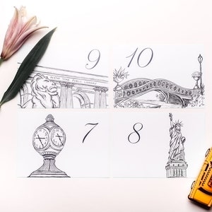 NYC Icon Wedding Table Numbers | New York City Wedding Theme | Set of 10, 15, 20, 25, or 30