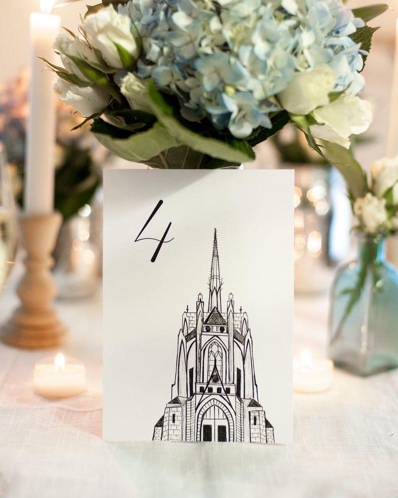 Pittsburgh Icons Wedding Table Numbers Pittsburgh Landmark Wedding Table Cards, Set of 10, 15, 20, 25, or 30 image 6