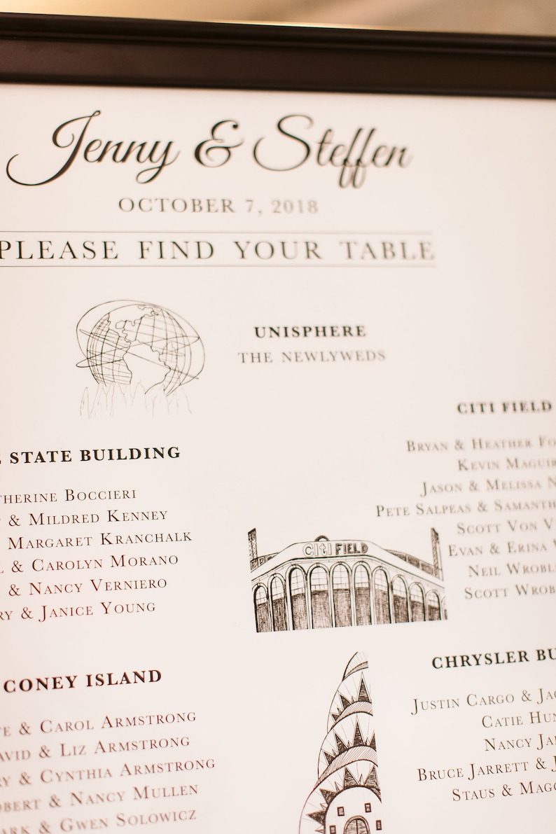 NYC Icons Wedding Seating Chart Poster or Canvas Can be customized to other cities 24x36 image 4