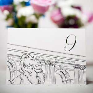 NYC New York Public Library NYPL Print or Wedding Table Number Card