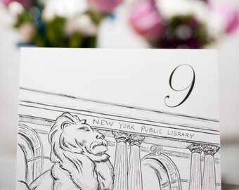 NYC New York Public Library NYPL Print or Wedding Table Number Card