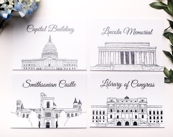 Washington D.C. Icons Wedding Table Numbers | DC Wedding Theme | DC Landmarks, Set of 10, 15, 20, or 25