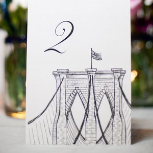 Brooklyn Bridge NYC Print or Wedding Table Number Card