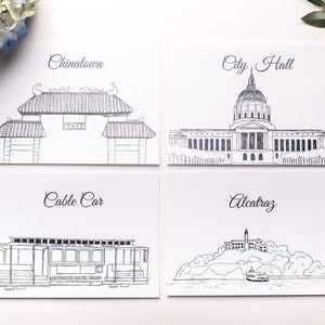 San Francisco, California Icons Wedding Table Numbers | San Francisco Wedding Theme | Set of 10, 15, or 20
