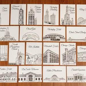 Chicago Icons Wedding Table Numbers Chicago Wedding Theme Chicago Landmarks, Set of 10, 15, 20, 25, or 30 image 3