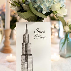 Chicago Icons Wedding Table Numbers Chicago Wedding Theme Chicago Landmarks, Set of 10, 15, 20, 25, or 30 image 8