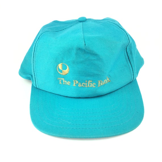 Vintage 1990s THE PACIFIC BANK Teal Baseball Cap … - image 2