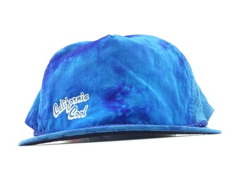 Vintage 1990s CALIFORNIA COOL Blue Marble Allover Pattern Baseball Cap Hat Adjustable Adult Size Cotton Blend