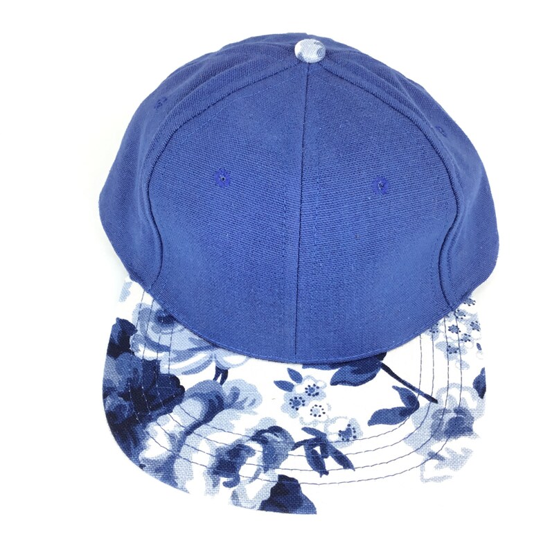 Vintage 90s Unbranded Floral Pattern Baseball Cap Hat Leather Strapback Men\u2019s Size Made In USA