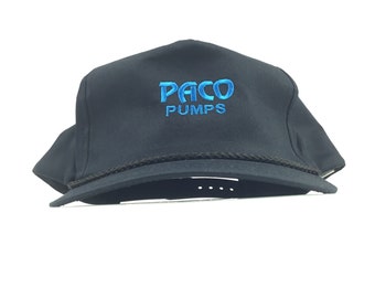 Vintage 2000s PACO PUMPS Black Baseball Cap Hat Snapback Mens Size Cotton Blend