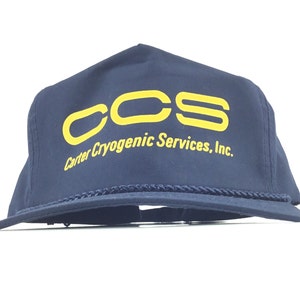Vintage 1990s Carter Cryogenic Services Inc CCS Dark Blue Baseball Cap Czapka regulowana dla dorosłych Rozmiar bawełna poli mieszanka