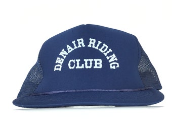 Vintage 90s Denair Riding Club (California) Dark Blue Trucker Hat Cap Snapback Men’s Size Polyester