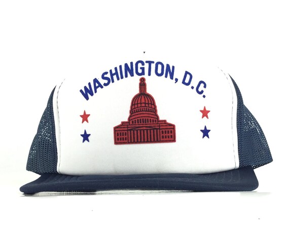 Vintage 90s WASHINGTON DC Trucker Hat Cap SnapBac… - image 1
