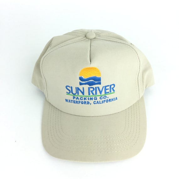Vintage 90s Sun River Packing Co Waterford California K-Products Brand Embroidered Baseball Cap Hat SnapbackMens Size Made In USA