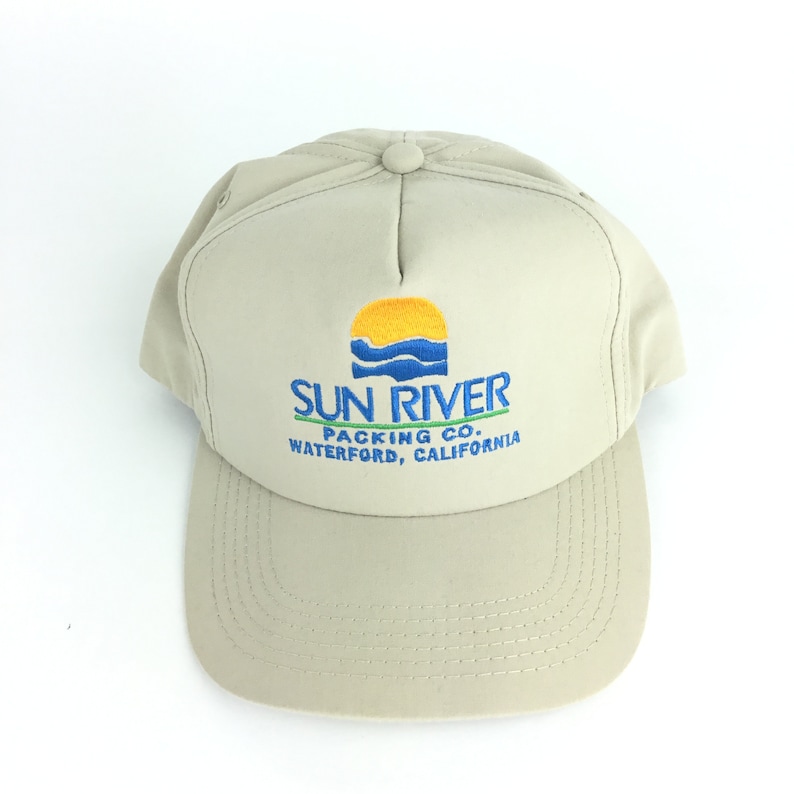 Vintage 90s Sun River Packing Co Waterford California K-Products Brand Embroidered Baseball Cap Hat SnapbackMens Size Made In USA