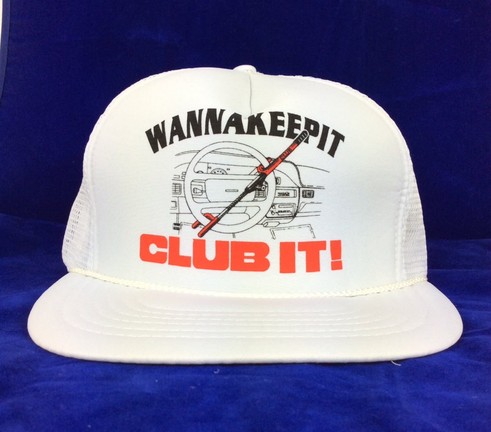 90s the Club Anti Theft Device Logo Trucker Hat Cap Adj Wanna Etsy