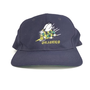 Vintage 2000s US Naval Construction Battalion SEABEES Can Do Baseball Cap Hat Snapback Mens Size Acrylic Wool