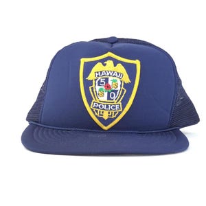 Vintage 1990s HAWAII FIVE-0 5-0 Police Trucker Hat Cap Snapback Mens Size Polyester