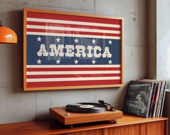 American Flag Artwork Wall Display Home Accent Vintage Design Room Decor American Style Fourth July Star Stripe Military Gift Family Home