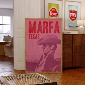 Marfa Texas Wall Decor Poster Cowboy Art Print For Dorm Wall Poster Western Cowboy Hat Artwork For Office Trendy Texas Art Print Ranch House