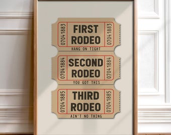 First Rodeo Ticket Stub Wall Art Print Trendy Dorm Fun Decor Western Boho Art Poster Vintage Art Decor