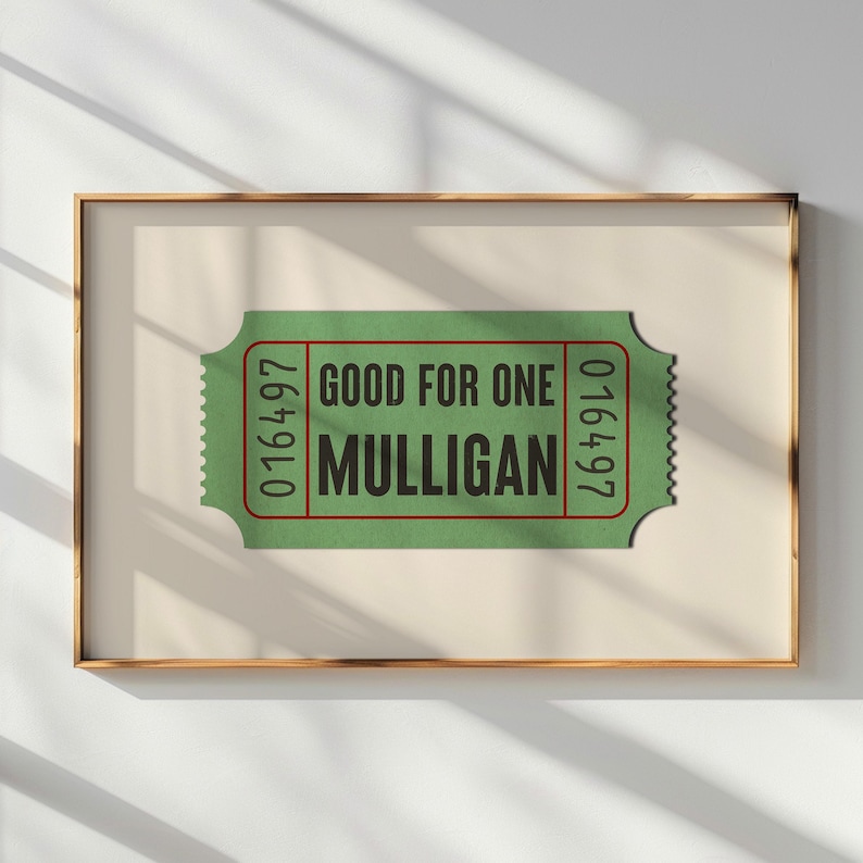 Golf humor interieur kantoor print voor golfer kunst cadeau voor golfliefhebber Mulligan poster ticket print trendy muurkunst afbeelding 4