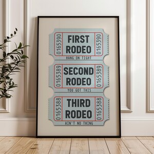 Erste Rodeo Ticket Stub Wand Kunst Druck Trendy Wohnheim Spaß Dekor Western Boho Kunst Poster Blau