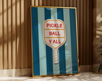 Pickleball Wall Art for Game Room Decor Pickleball Sign for Player Home Blue Sports Theme Room Accent Pickleball Print Lover Gift