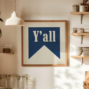 Y'all Plakat Dekoracja ścienna Sztuka Wydruk Kwadratowy Typografia Sztuka Plakat Do akademika Wydruk Do Baru Wystrój Plakat Sztuka Prezent Do Rancza Wystrój Domu Granatowy